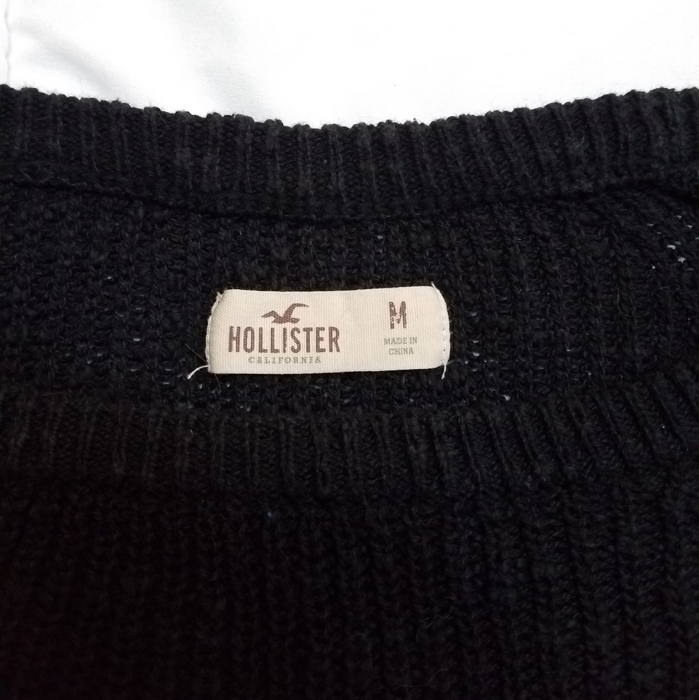 SALE Hollister CA Black Wool Sweater Lace Design - Picture 4 of 4